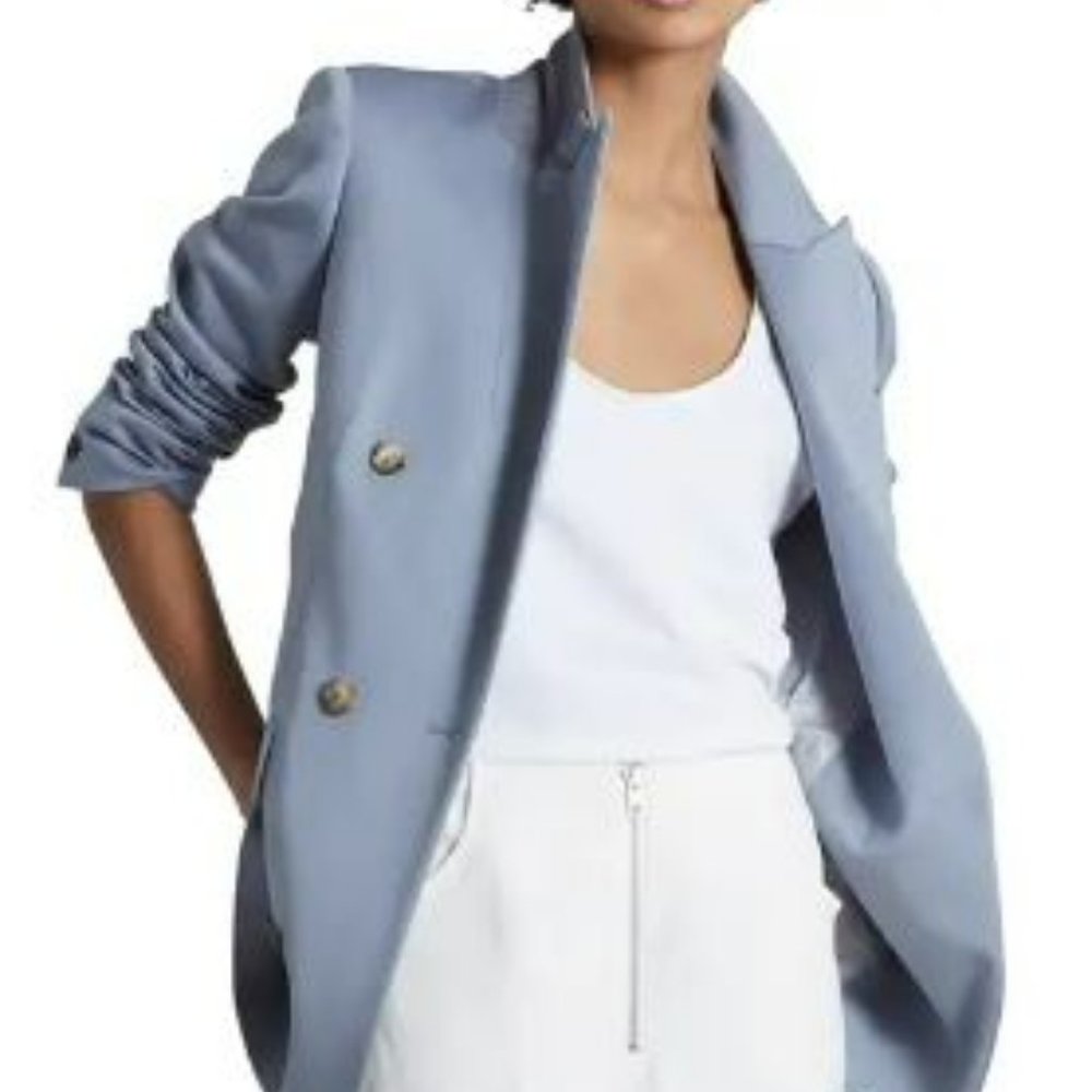 Nordstrom Reiss Jett Wool & Linen Blend Double Breasted Blazer